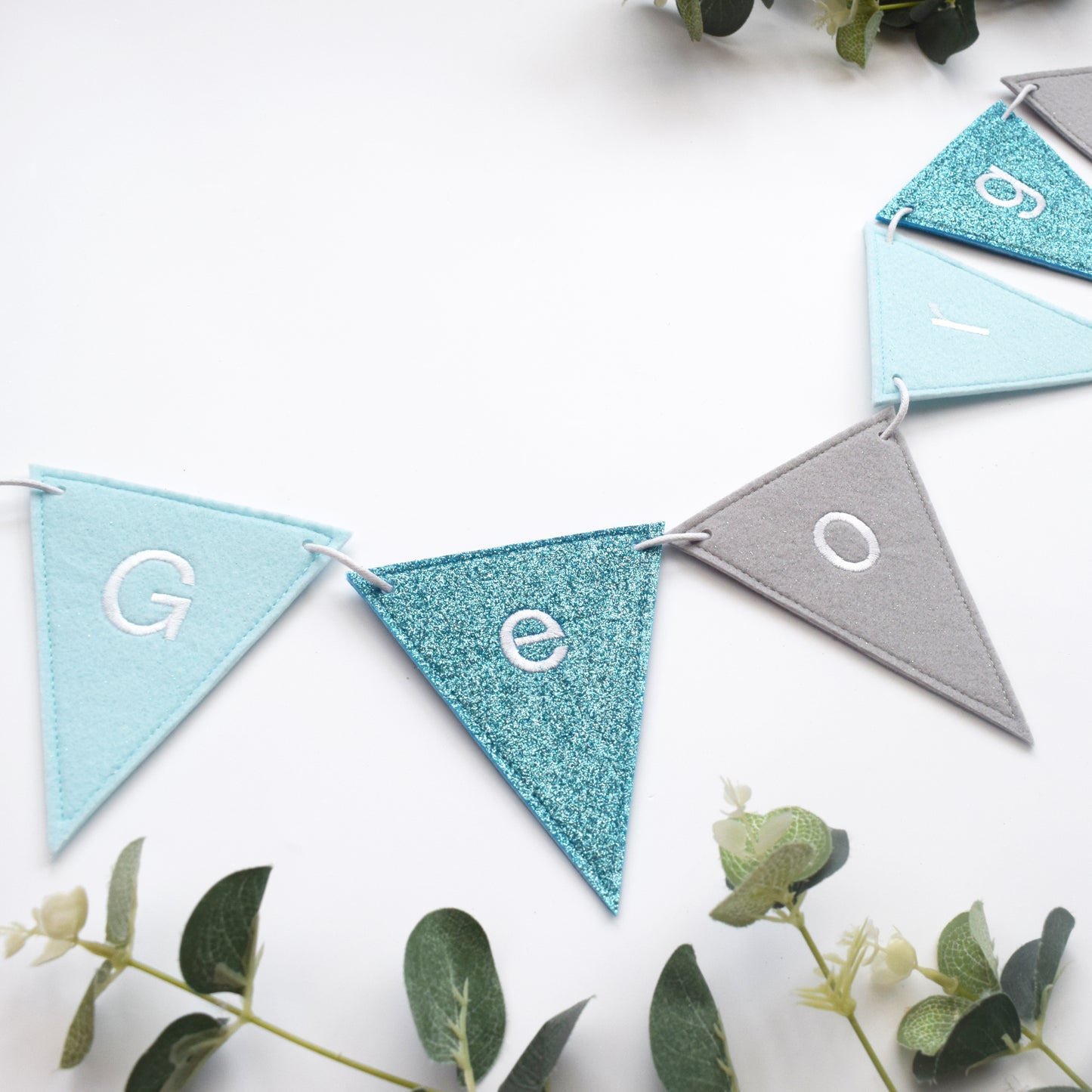 Blue and Grey Personalised Bunting