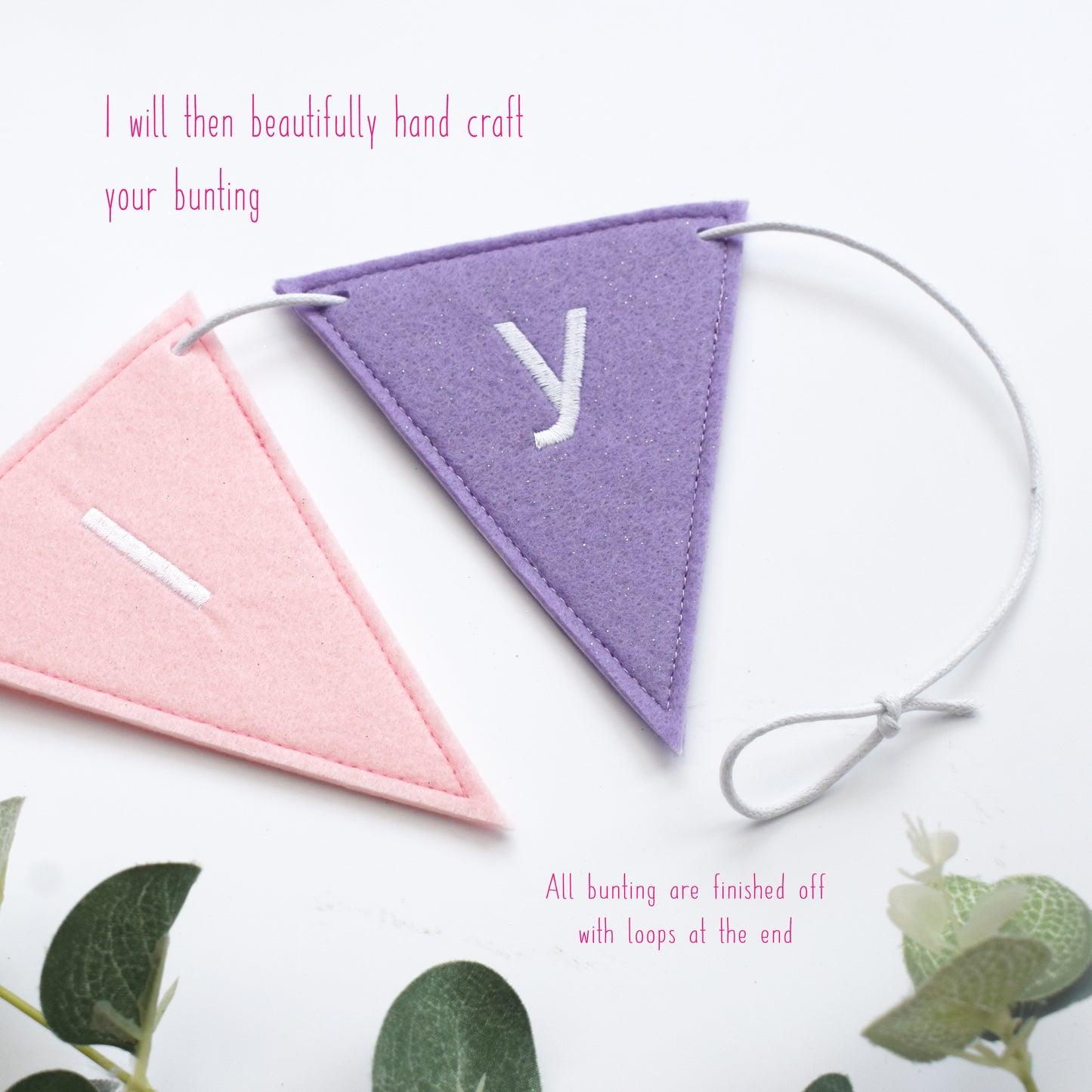 Pink Glitter and Purple Personalised Bunting