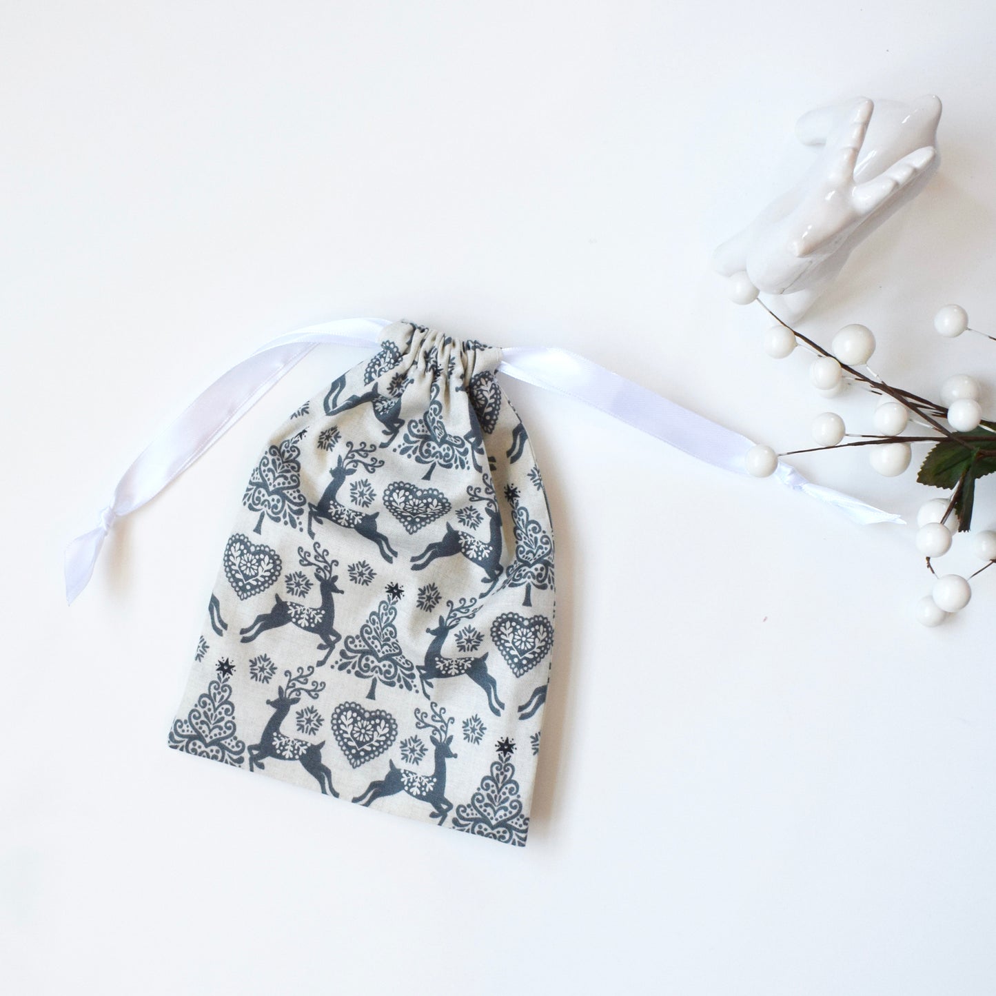 Dark Grey Scandi Stag Gift Bag