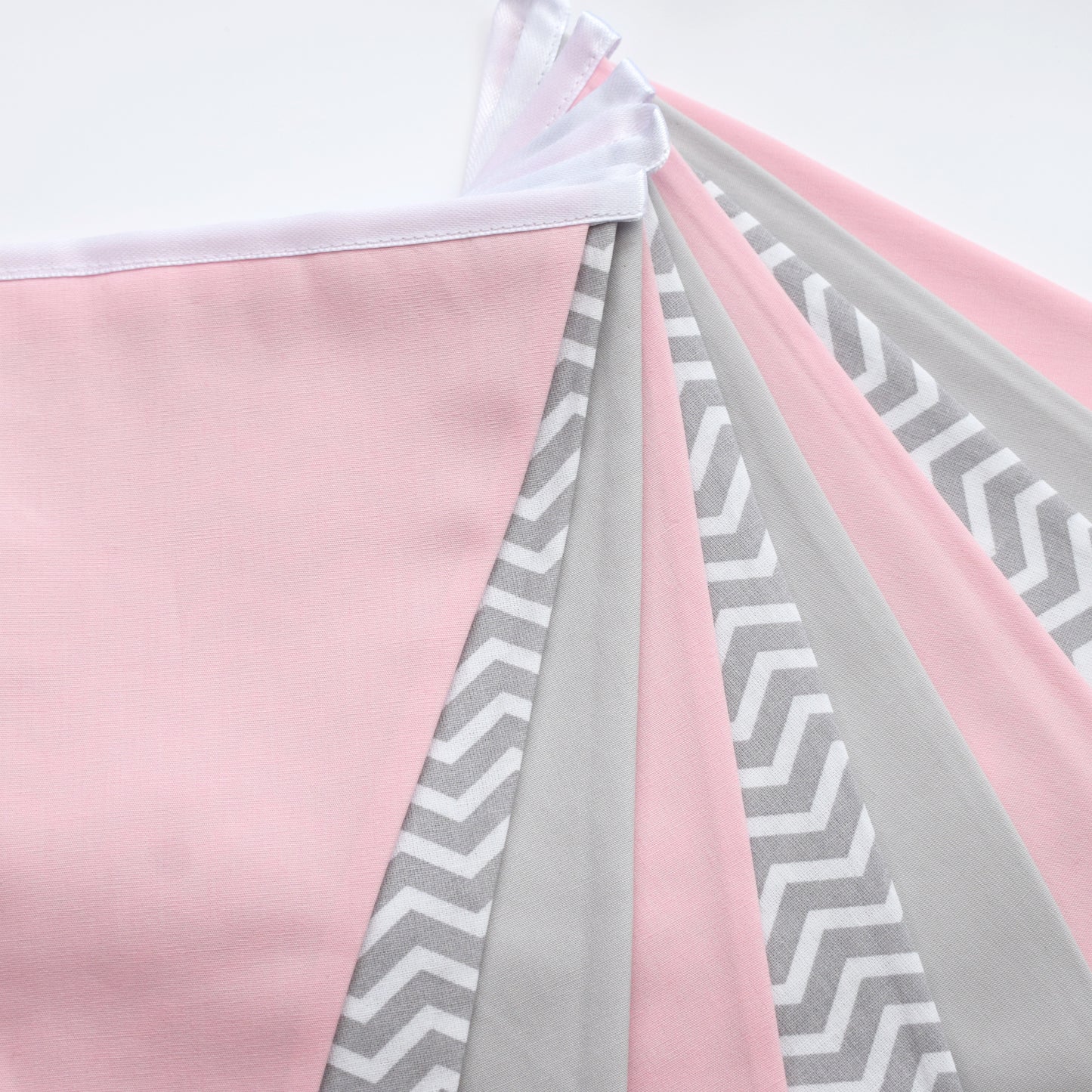 Pink and Grey Chevron Bunting