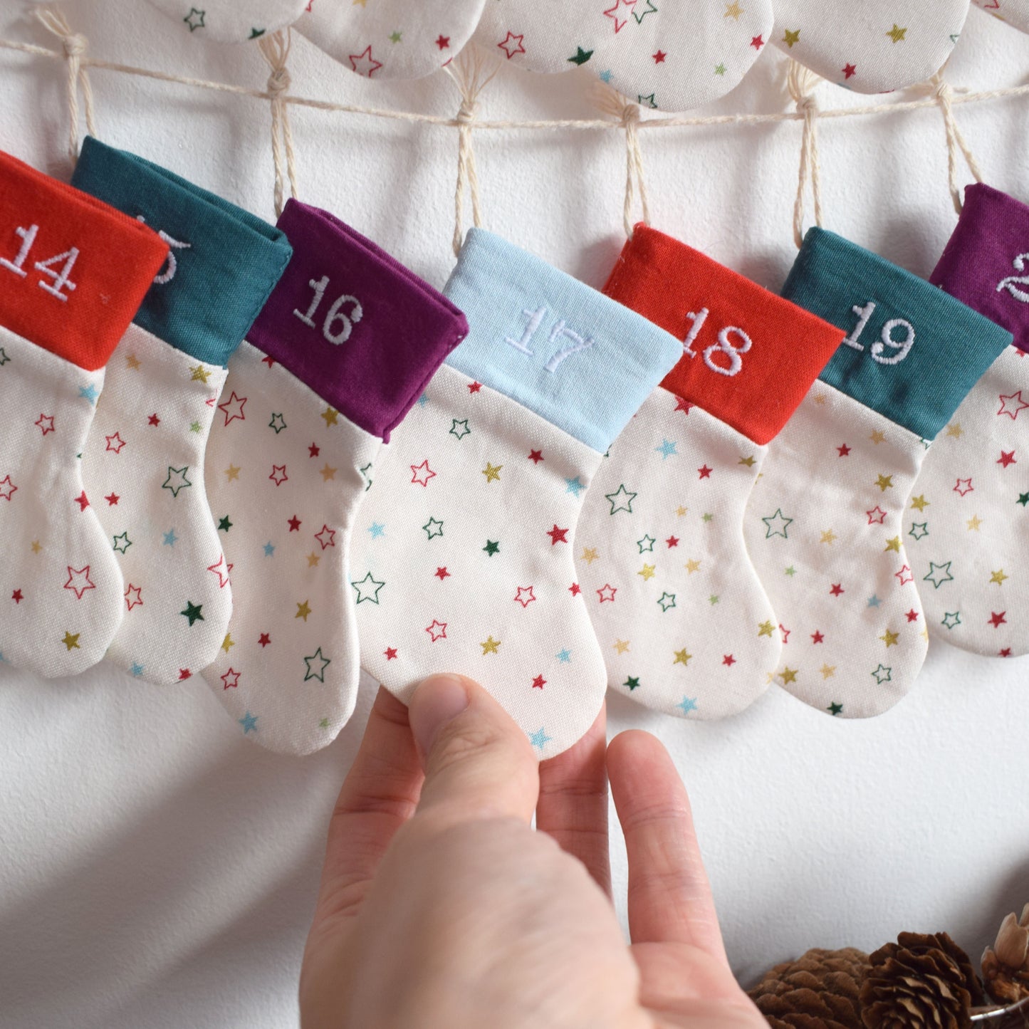 Colourful Star Stocking Advent Calendar Bunting