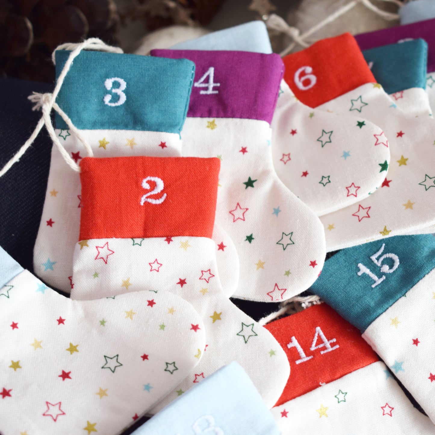 Colourful Star Stocking Advent Calendar Bunting