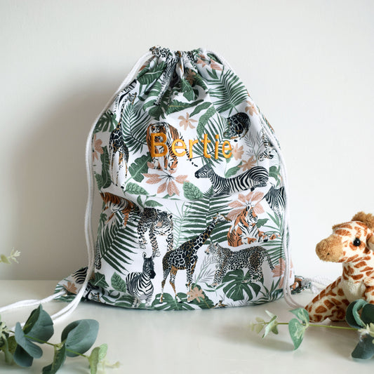 Personalised Safari Drawstring Bag