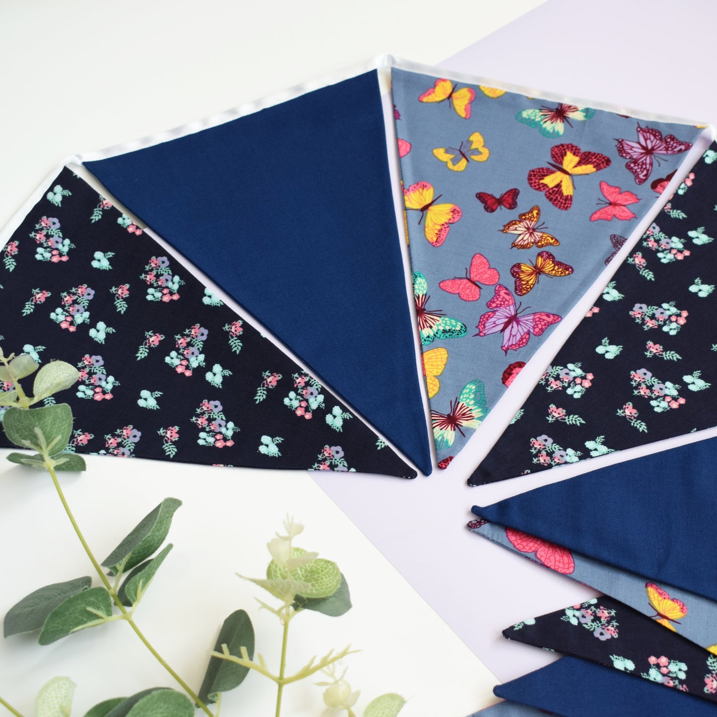 Navy Floral Butterfly Bunting