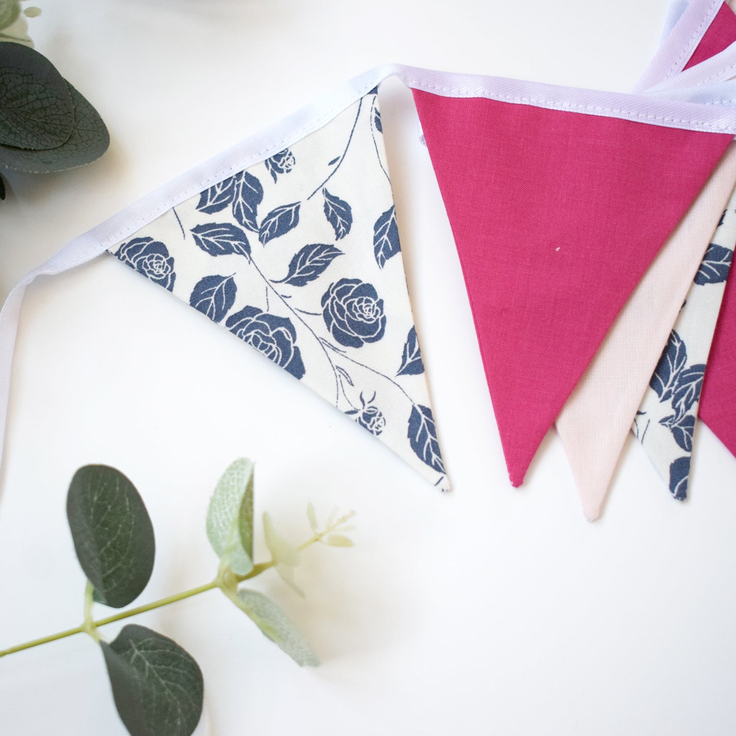 Grey Floral and Pink Bunting