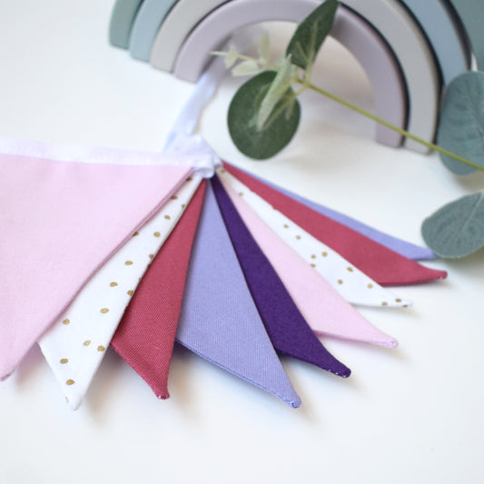 Pink, Purple and Gold Mini Bunting