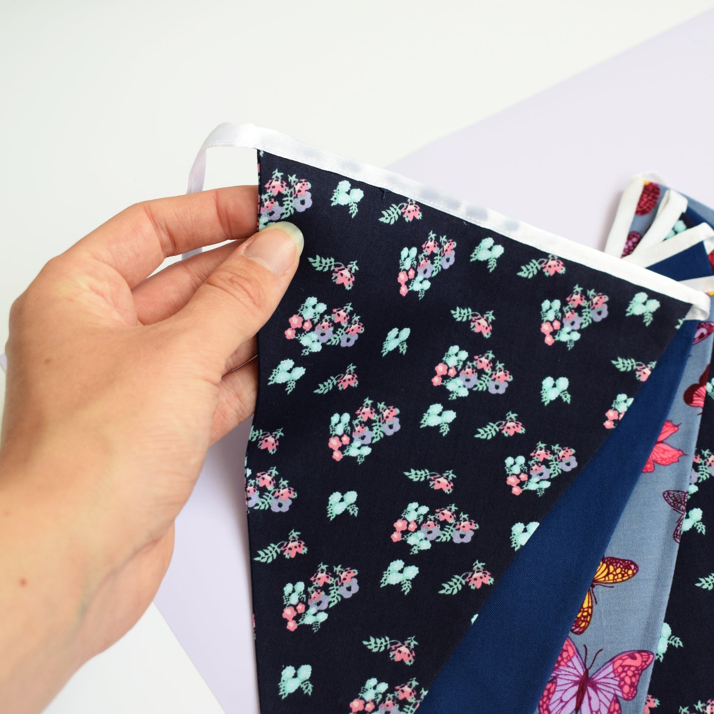 Navy Floral Butterfly Bunting